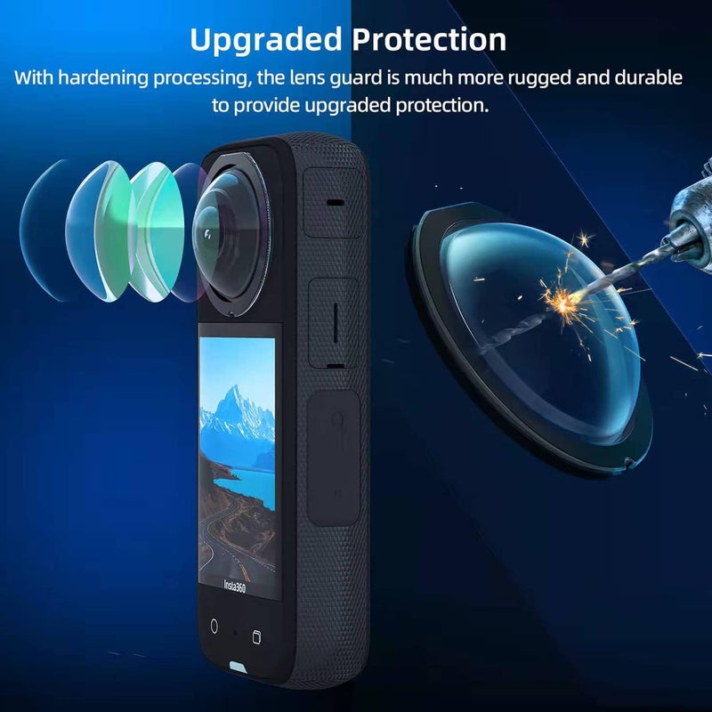 debous Aluminum Frame Cage Sticky Lens Guard Set Screen Protector for Insta360 X3 X 3 Accessories Kit Anti-Scratch Metal case Housing Shell Tempered Glass Protective Film Cover - Image 5